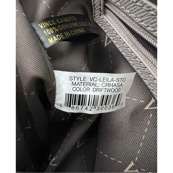 VINCE CAMUTO Leila Gray Driftwood Saffiano Leather Tote Bag - Picture 5 of 14